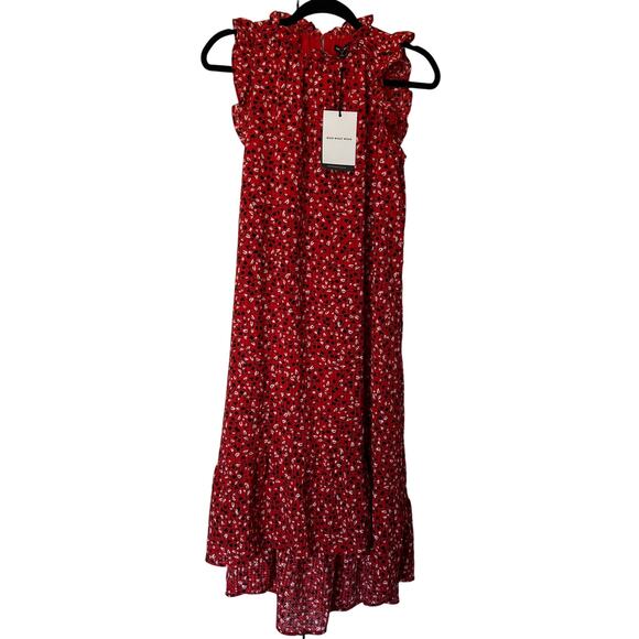 Who What Wear Women's Red Floral Ruffle Trim Sleeveless Dress - Size Small - NWT - Picture 1 of 10